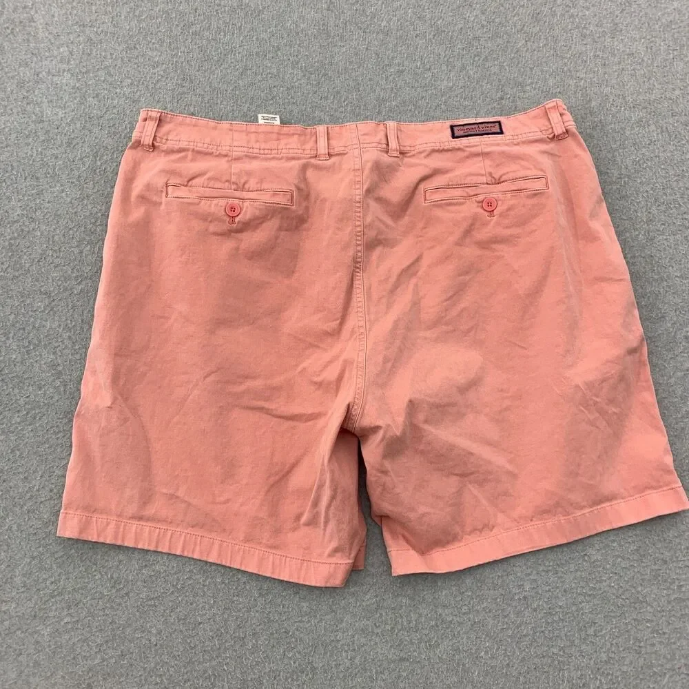 Vineyard Vines Island Shorts 40 Pink Flat Front Chino 7